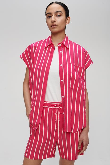 STRIPED OVERSIZED TOP CARMINE ROSE by Zenggi