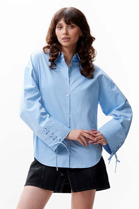 RELAXED BLOUSE WITH CUFF DETAILS POWDER BLUE by Catwalk Junkie