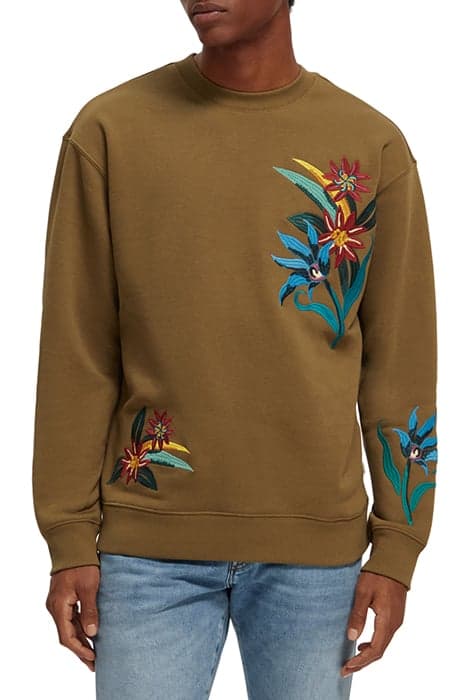 WORKED-OUT EMBROIDERED SWEATSHIRT KHAKI by Scotch & Soda