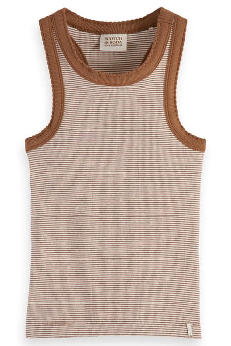 GIRLS FITTED RIB RACER-BACK TANK-TOP COCONUT WHITE STRIPE by Scotch & Soda