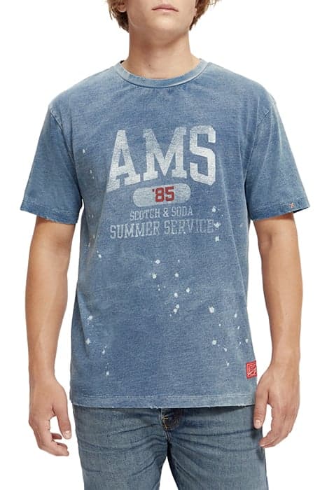 DENIM WASHED GRAPHIC TEE WASHED INDIGO by Scotch & Soda