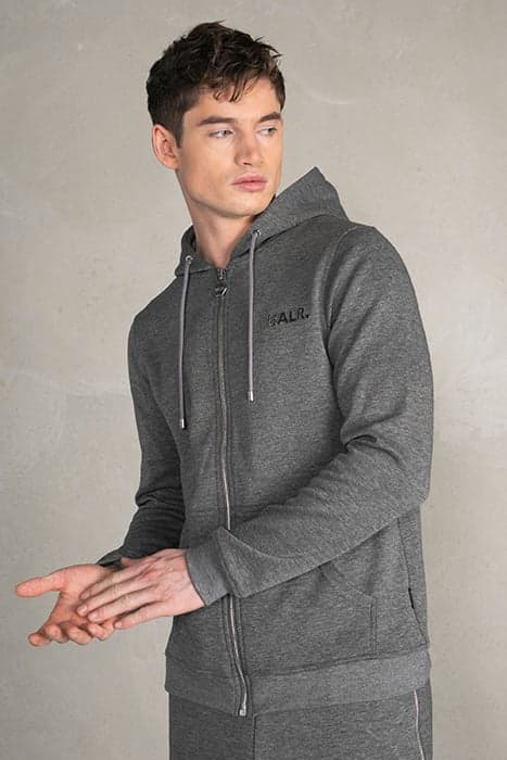 Q-SERIES STRAIGHT ZIP THRU HOODIE DK GREY HEATHER by BALR.