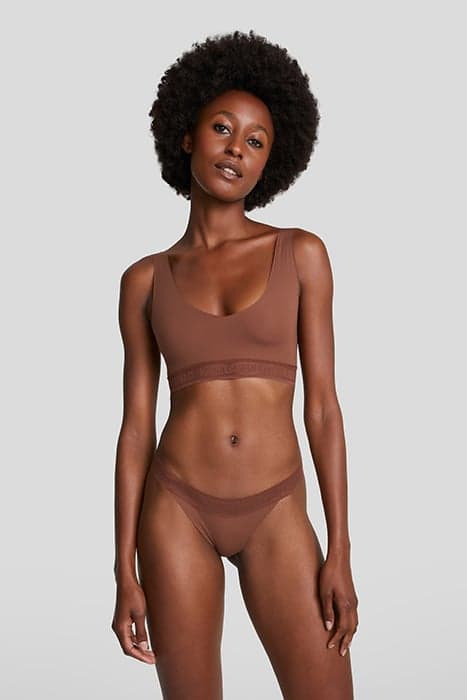 ULTRALIGHT LOGO BRALETTE SET BLACK & MOCHA by KARL LAGERFELD