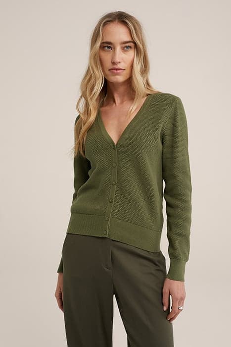 KNITTED CARDIGAN OLIVE GREEN by WE Fashion