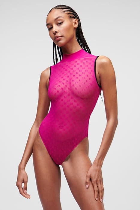 KL MONOGRAM FLOCK BODY HOT PINK by KARL LAGERFELD