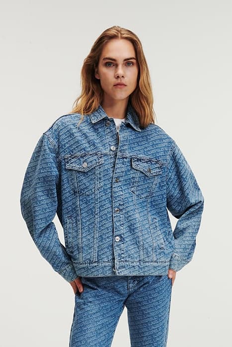 DIAGONAL AOP DENIM JACKET MID BLUE by KARL LAGERFELD