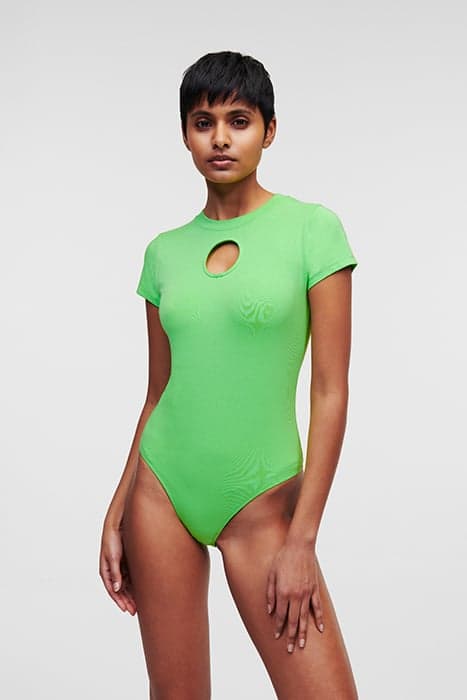 CUT OUT LOGO JERSEY BODY SUMMER GREEN by KARL LAGERFELD