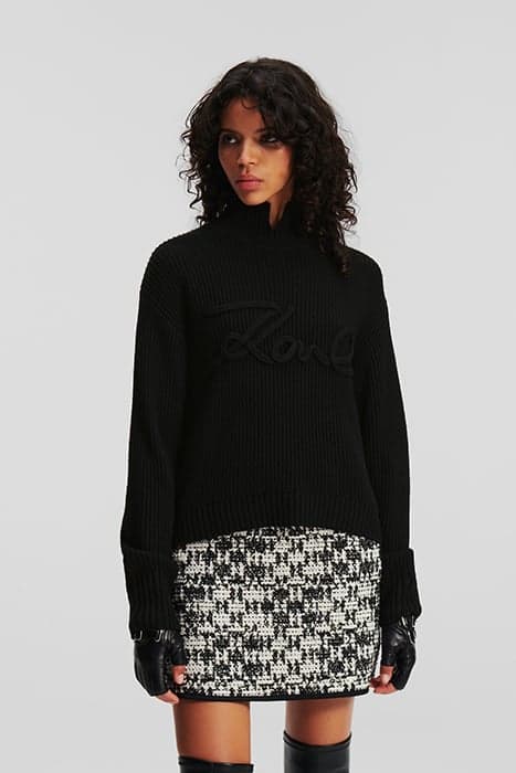 SIGNATURE SOUTACHE KNIT BLACK by KARL LAGERFELD