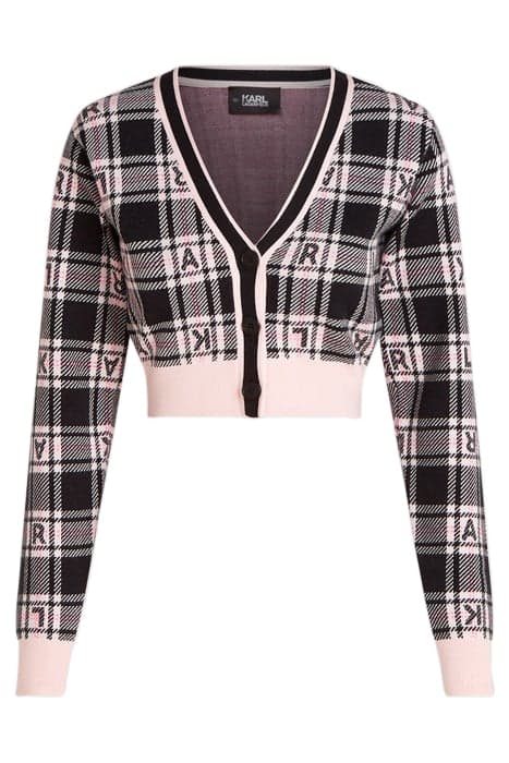 CHECKED CROPPED CARDIGAN PINK/BLACK by KARL LAGERFELD