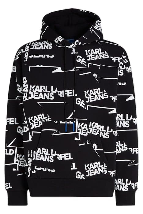 KLJ OVERSIZED AOP LOGO HOODIE BLACK WHITE by KARL LAGERFELD