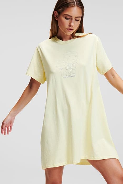 IKONIK 2.0 T-SHIRT PJ DRESS PASTEL YELLOW/SILVER by KARL LAGERFELD