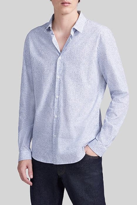 NAVY ORGANIC COTTON MICROLEAF MOTIF SLIM SHIRT by IKKS