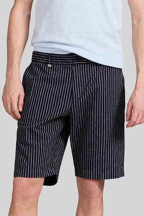 NAVY COMFORT THIN-STRIPED CHINO BERMUDAS by IKKS