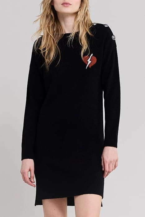 BLACK LIGHTNING HEART VISUAL KNIT SWEATER DRESS by IKKS