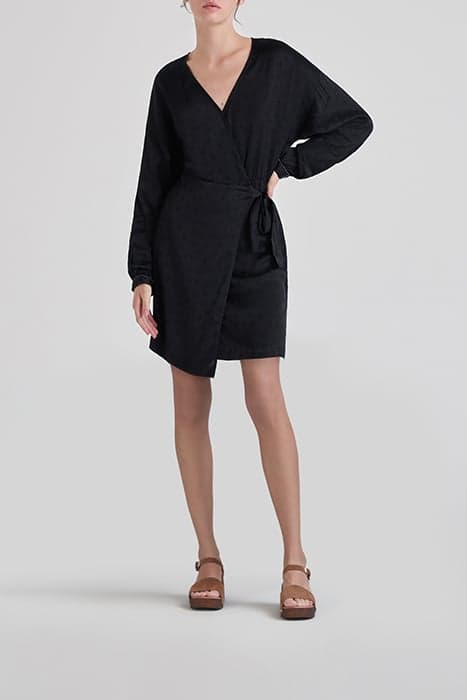 BLACK ROCK MOTIF JACQUARD WRAP DRESS by IKKS