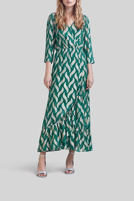 EMERALD LONG DRESS WITH GOLD LEAF PRINT by IKKS