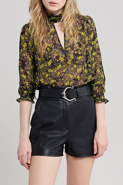 BLACK RECYCLED BLOUSE WITH FLORAL LEOPARD PRINT by IKKS