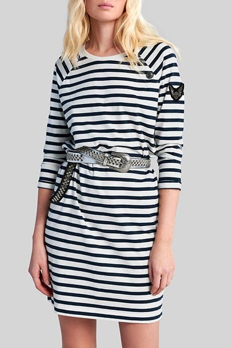 ECRU SAILOR-STRIPE DRESS WITH BADGE ON SLEEVE by IKKS