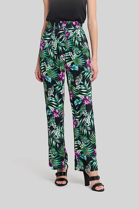 BLACK LENZING™ ECOVERO™ TROPICAL WIDE-LEG TROUSERS by IKKS