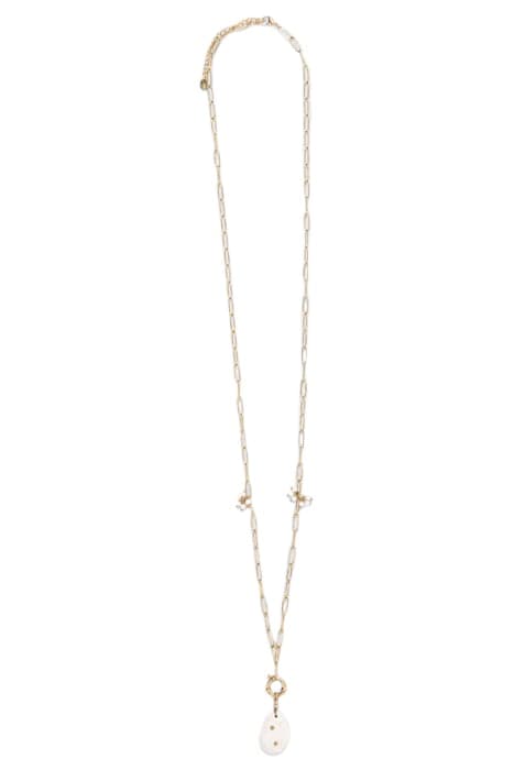 GOLD-TONE LONG CHAIN NECKLACE WITH ECRU PENDANT by IKKS