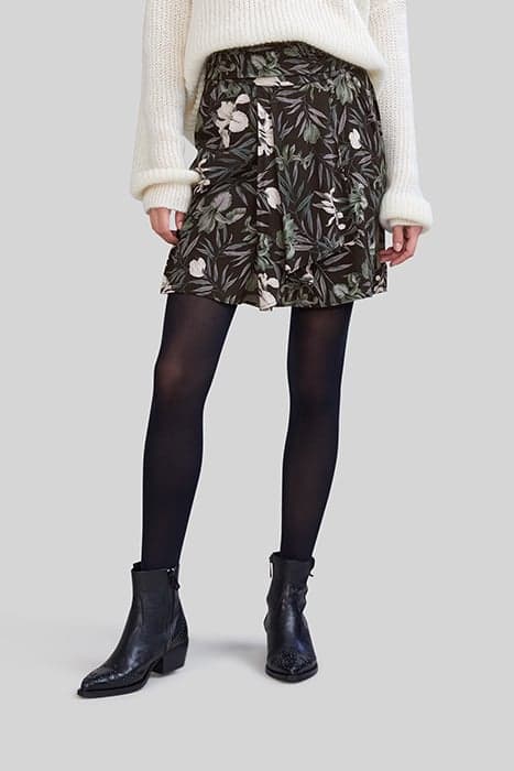 BLACK LENZING™ ECOVERO™ ORCHID PRINT SHORT SKIRT by IKKS