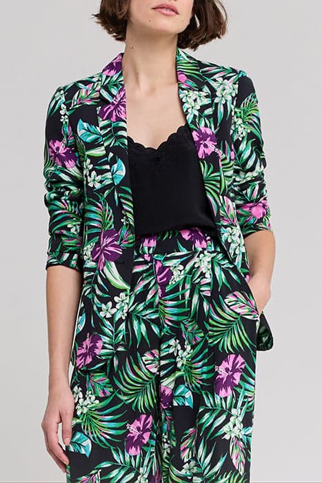 BLACK LENZING™ ECOVERO™ JACKET WITH TROPICAL PRINT by IKKS