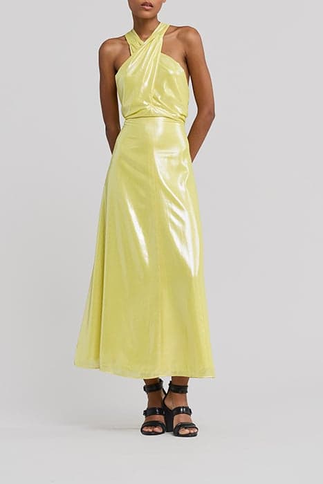 YELLOW LAMÉ BACKLESS LONG DRESS by IKKS