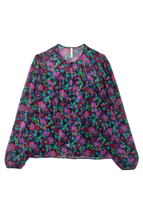 RASPBERRY BLOUSE WITH COLOURED FLORAL PRINT by ICODE