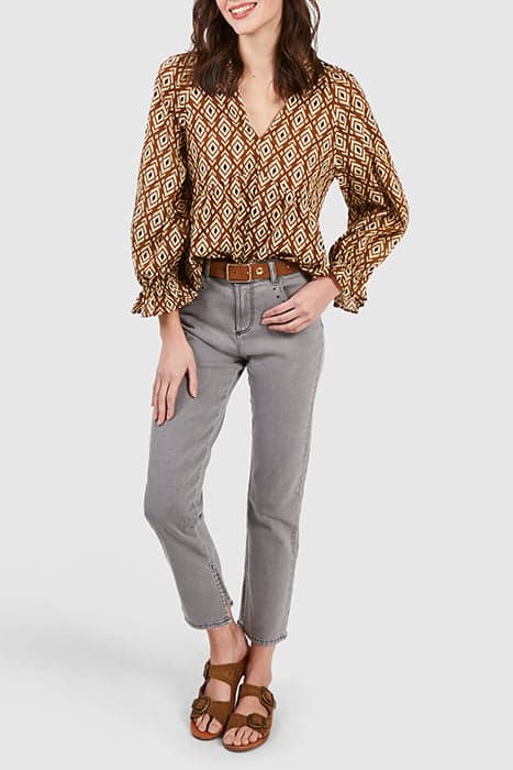 CAMEL ETHNIC BOHO PRINT BLOUSE by ICODE