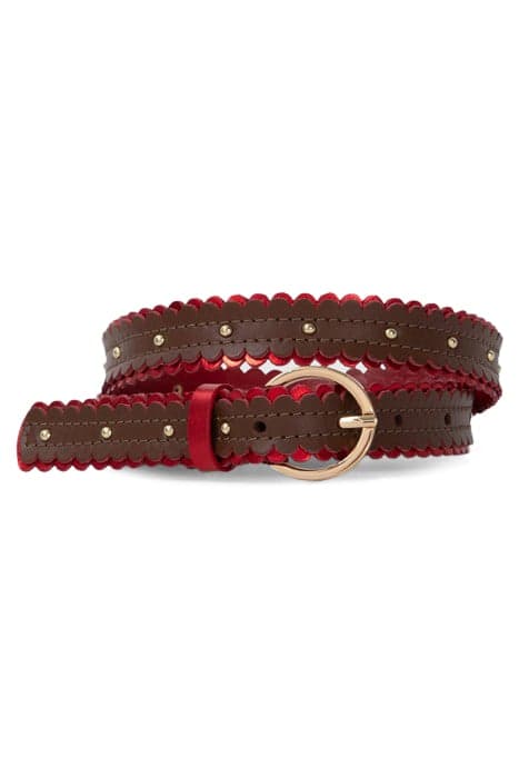 CAMEL AND METALLIC RED LEATHER BELT by ICODE