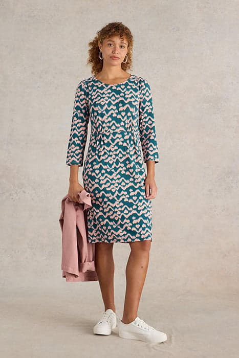 TALLIE JERSEY DRESS TEAL PRINT by White Stuff