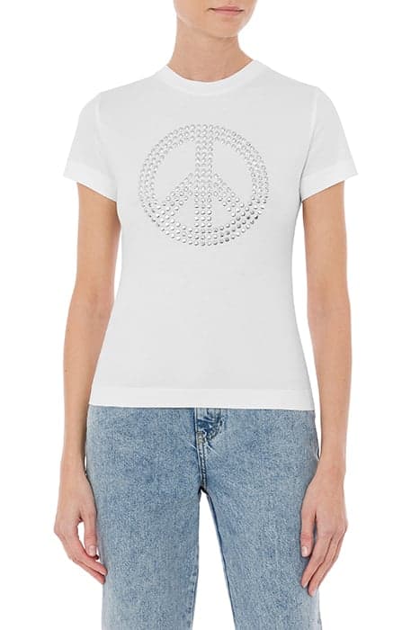 PEACE SYMBOL JERSEY T-SHIRT WHITE by Moschino