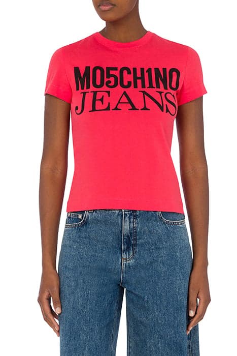 LOGO PRINT JERSEY T-SHIRT RED by Moschino