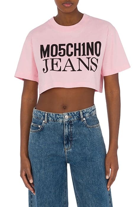 CROPPED LOGO PRINT T-SHIRT PINK by Moschino