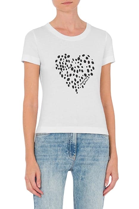 LEOPARD HEART JERSEY T-SHIRT WHITE by Moschino