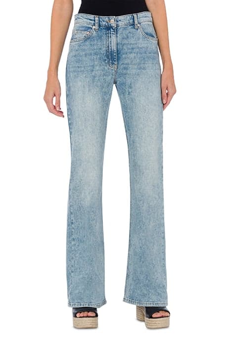 STRETCH DENIM FLARE TROUSERS BLUE by Moschino