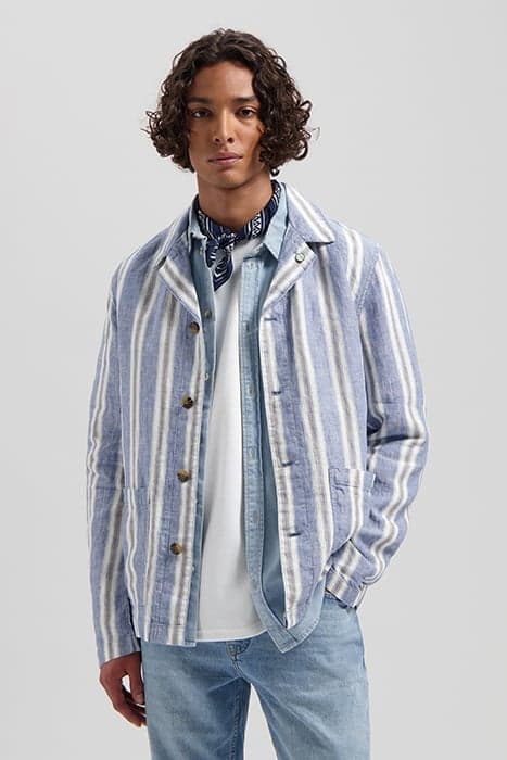 DS_HARLAN RAILWAY JACKET BLUE CHAMBRAY BLUE CHAMBRAY by Dstrezzed