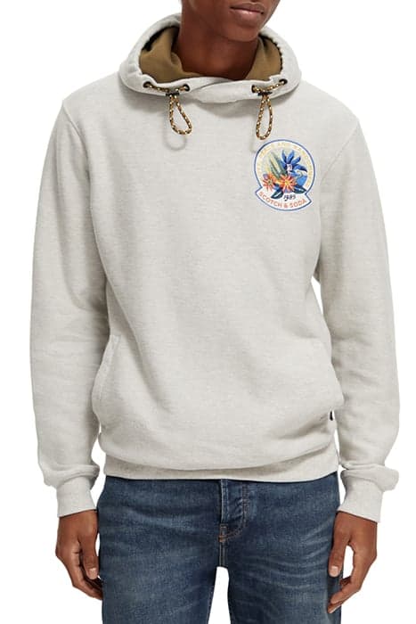 TWISTED CHEST BADGE HOODIE GREY MELANGE by Scotch & Soda