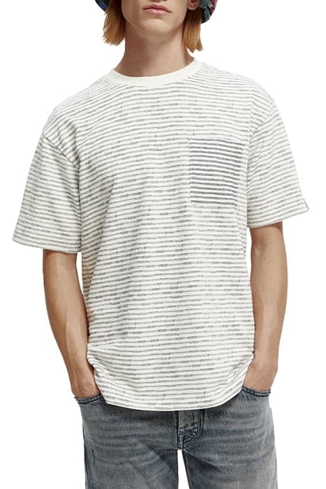 STRUCTURED STRIPED POCKET T-SHIRT IN ORGANIC COTTON COMBO A by Scotch & Soda