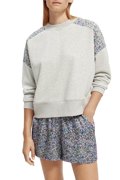 QUILTED PRINTED WOVEN DETAIL RELAXED-FIT SWEATSHIRT GREY MEL by Scotch & Soda