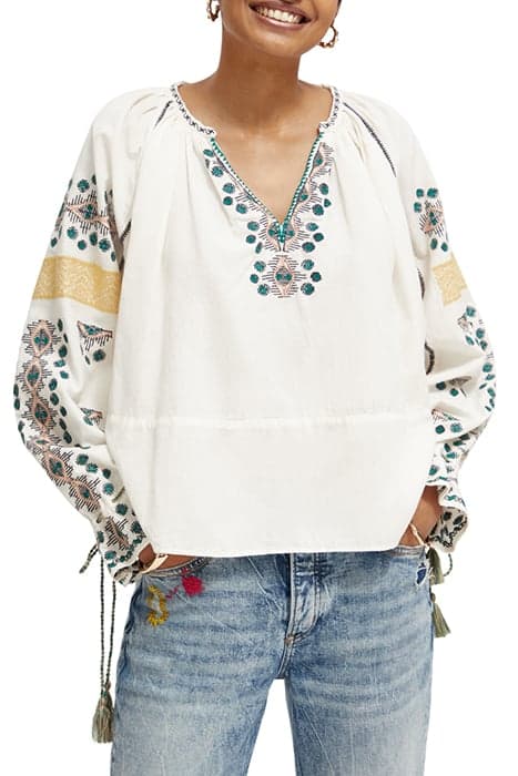 EMBROIDERED TOP ECRU by Scotch & Soda