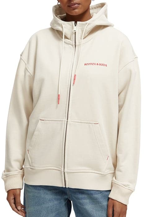 UNISEX ORGANIC COTTON ZIP-THRU HOODIE STONE by Scotch & Soda