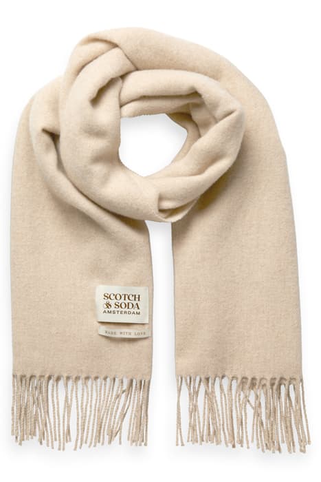 VIRGIN WOOL FRINGED WOVEN SCARF SAND MELANGE by Scotch & Soda