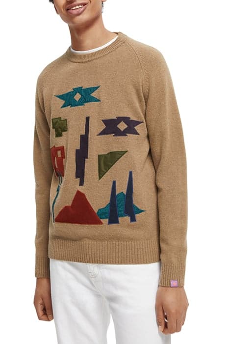 PATCHED-ON ARTWORK CREWNECK PULLOVER COMBO A by Scotch & Soda