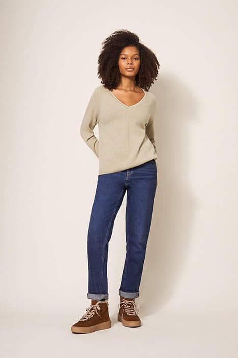 CLARA V NECK CASHMERE JUMPER NATURAL MULTI by White Stuff