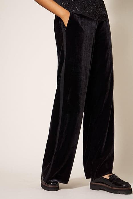 JENNY VELVET WIDE LEG TROUSER PURE BLACK by White Stuff