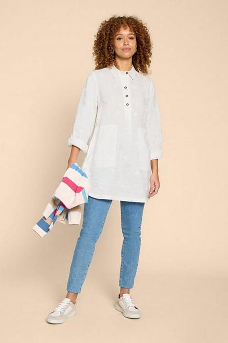 EVELYN EMBROIDERED LINEN TUNIC NATURAL WHITE by White Stuff