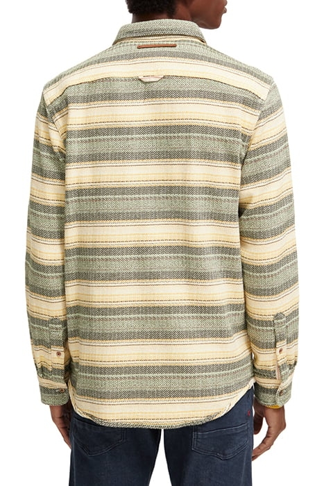 WAFFLE CHECK STRIPE SHIRT MULTI GREEN STRIPE 2