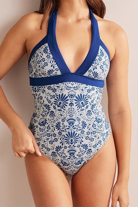 ITHACA HALTER SWIMSUIT IVORY, LAKE BLUE GARDENIA 1
