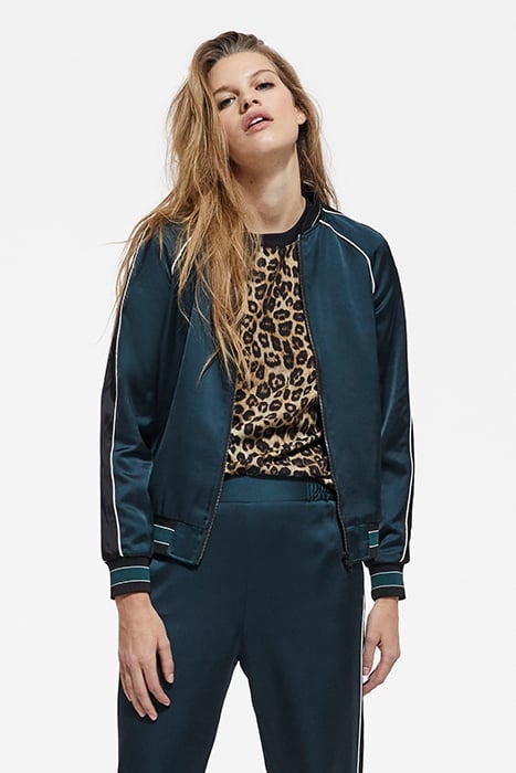 ZIP-UP SWEATSHIRT WITH RIB DETAIL GREEN NAVY 1